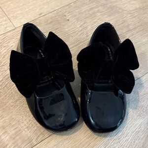 Elegant Black Bow Kids Dress Shoes